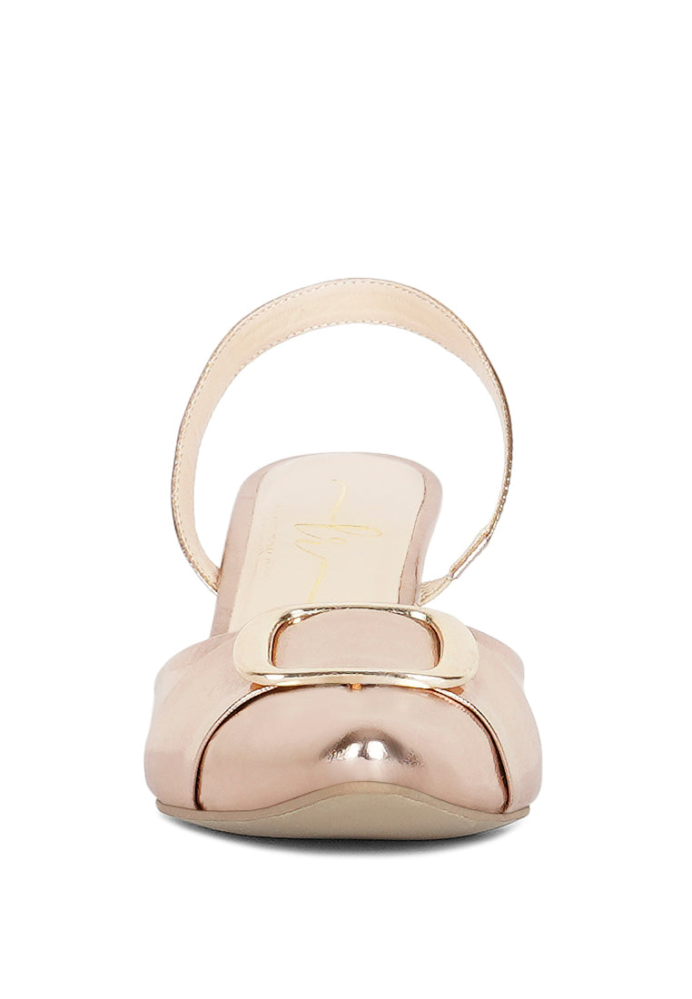 Women Slingback Pointed Toe Kitten Heels