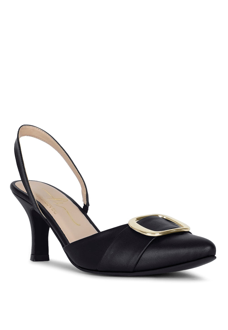 Women Slingback Pointed Toe Kitten Heels