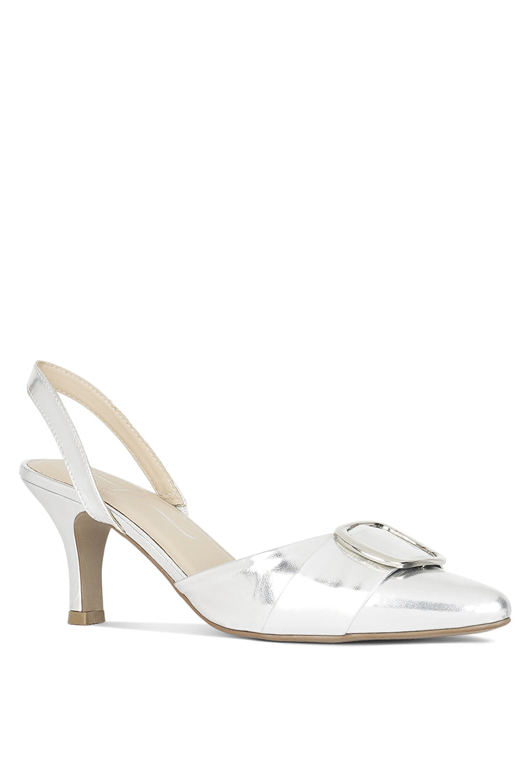 Women Slingback Pointed Toe Kitten Heels