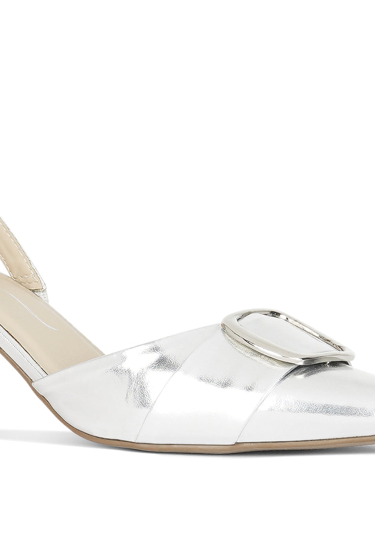 Women Slingback Pointed Toe Kitten Heels