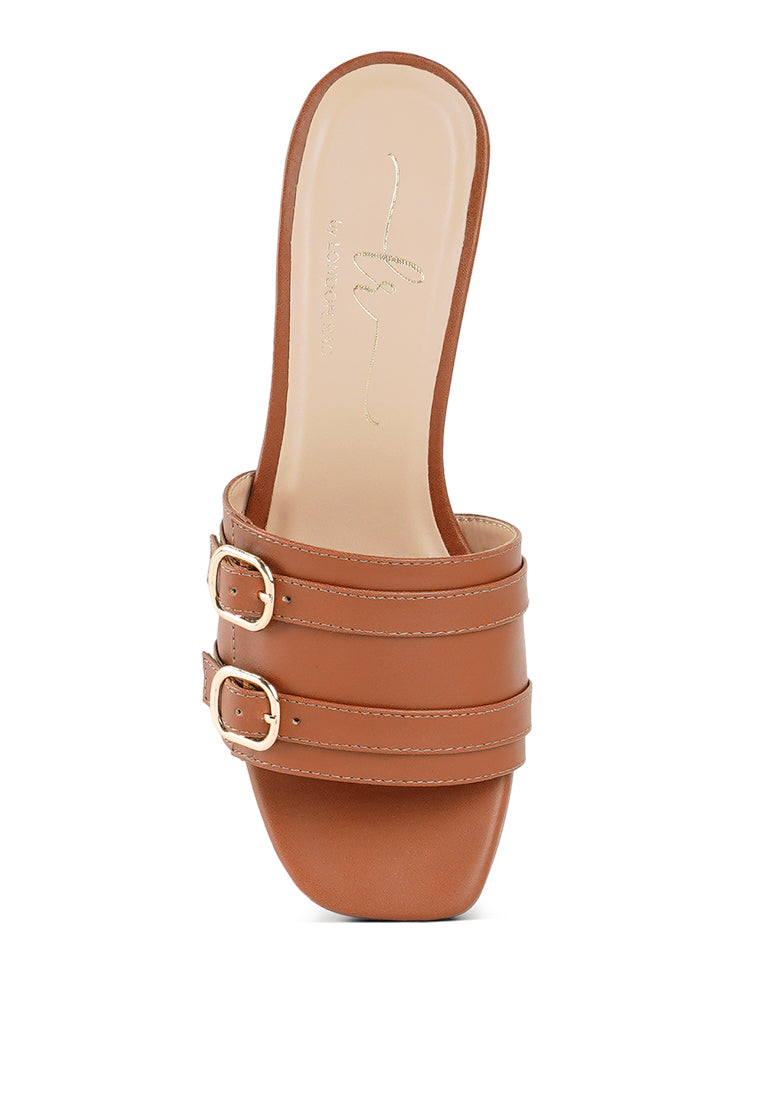 Women Double Buckle Strap Heels