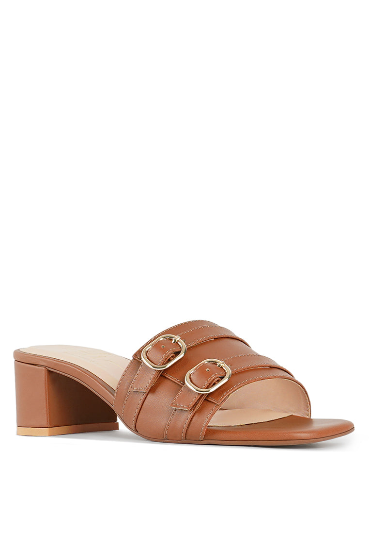 Women Double Buckle Strap Heels