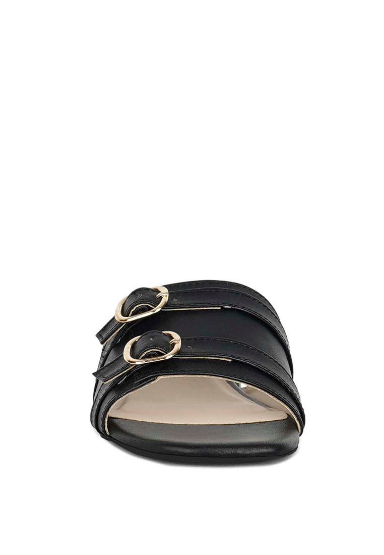 Women Double Buckle Strap Heels