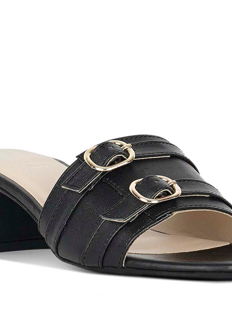 Women Double Buckle Strap Heels