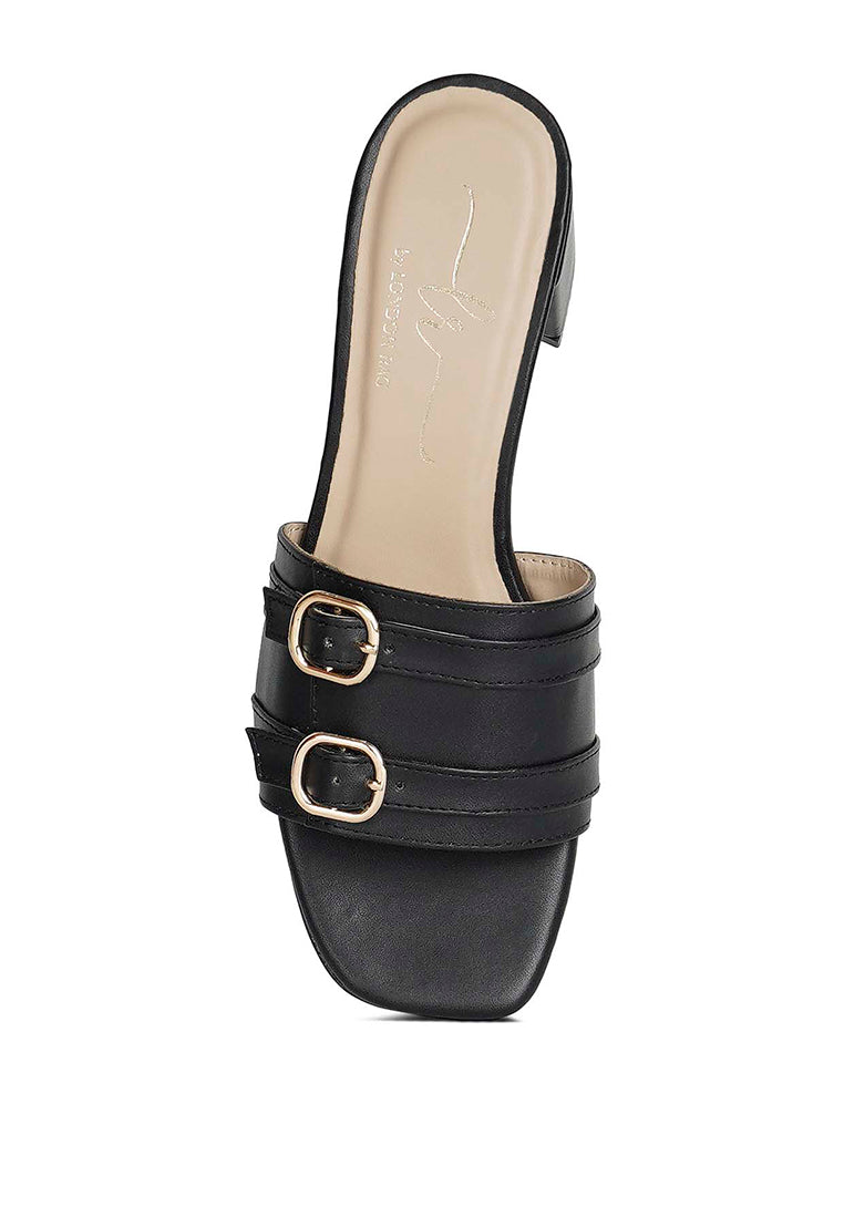 Women Double Buckle Strap Heels