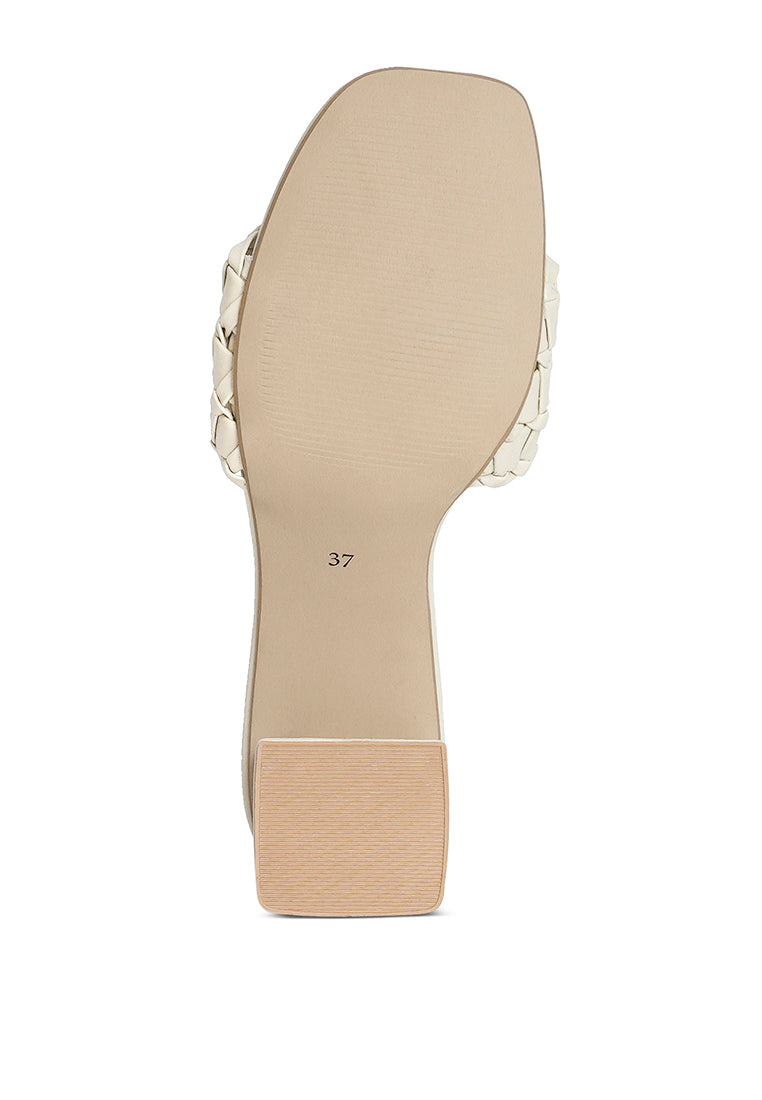 Woven Strap Detail Slip-On Sandals