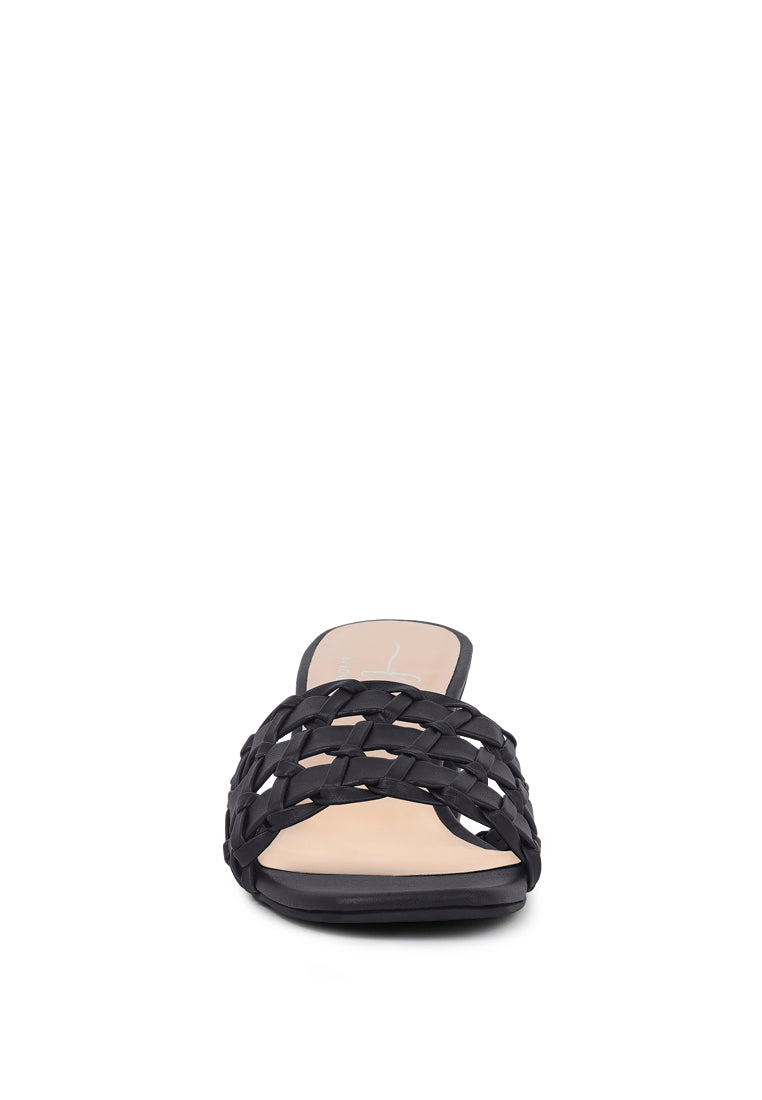 Woven Strap Detail Slip-On Sandals