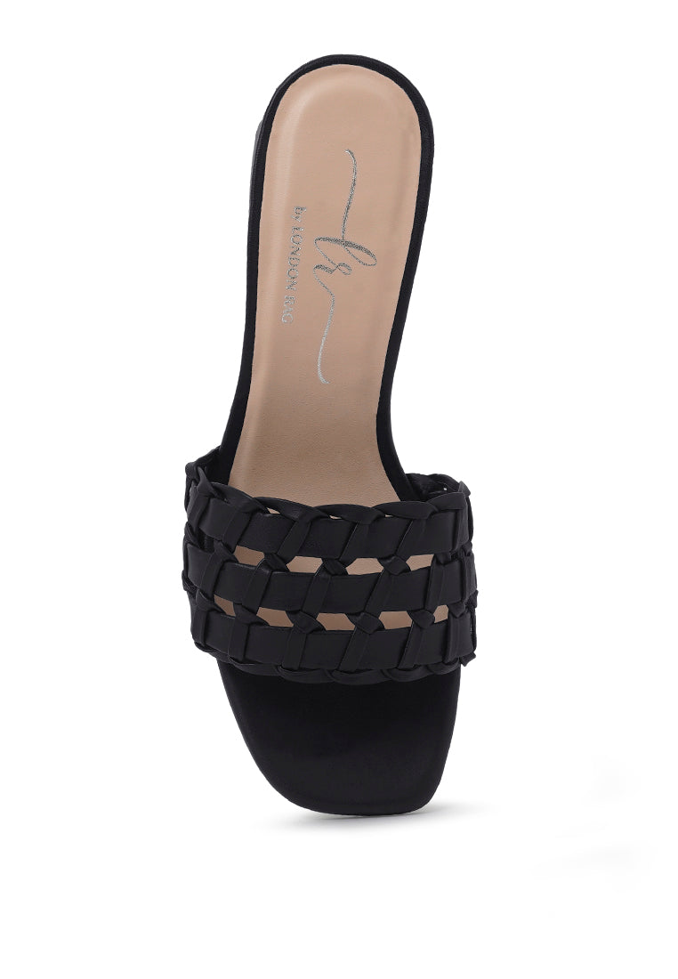 Woven Strap Detail Slip-On Sandals