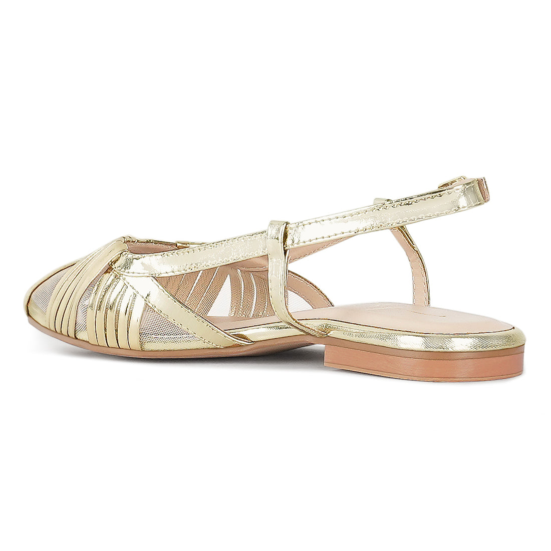 women metallic faux leather slingback sandals#color_light-gold