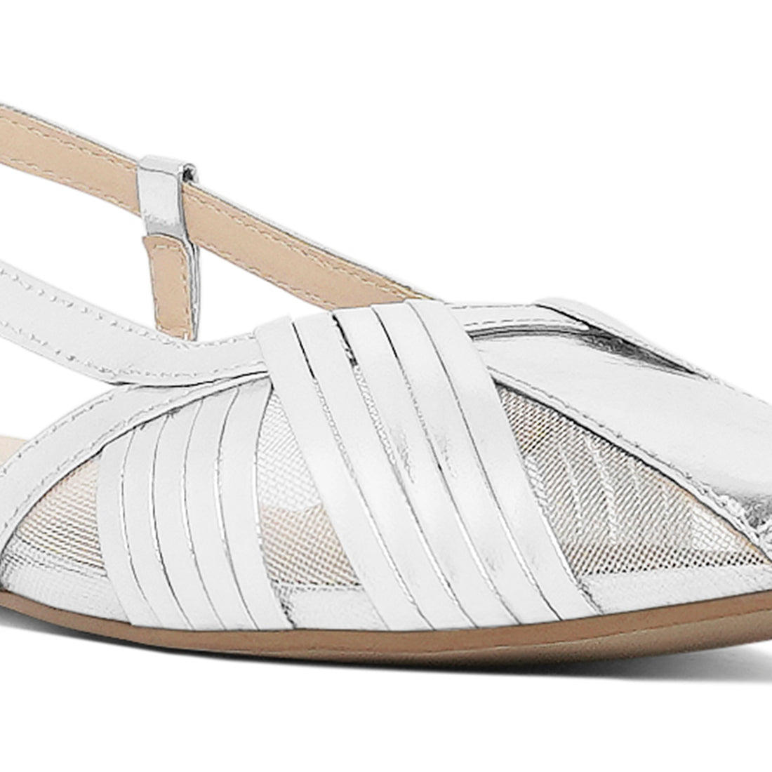 women metallic faux leather slingback sandals#color_silver