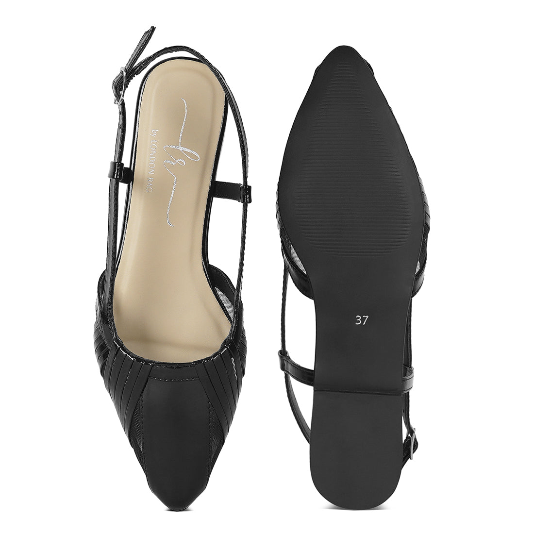 women flat heel slingback sandals#color_black