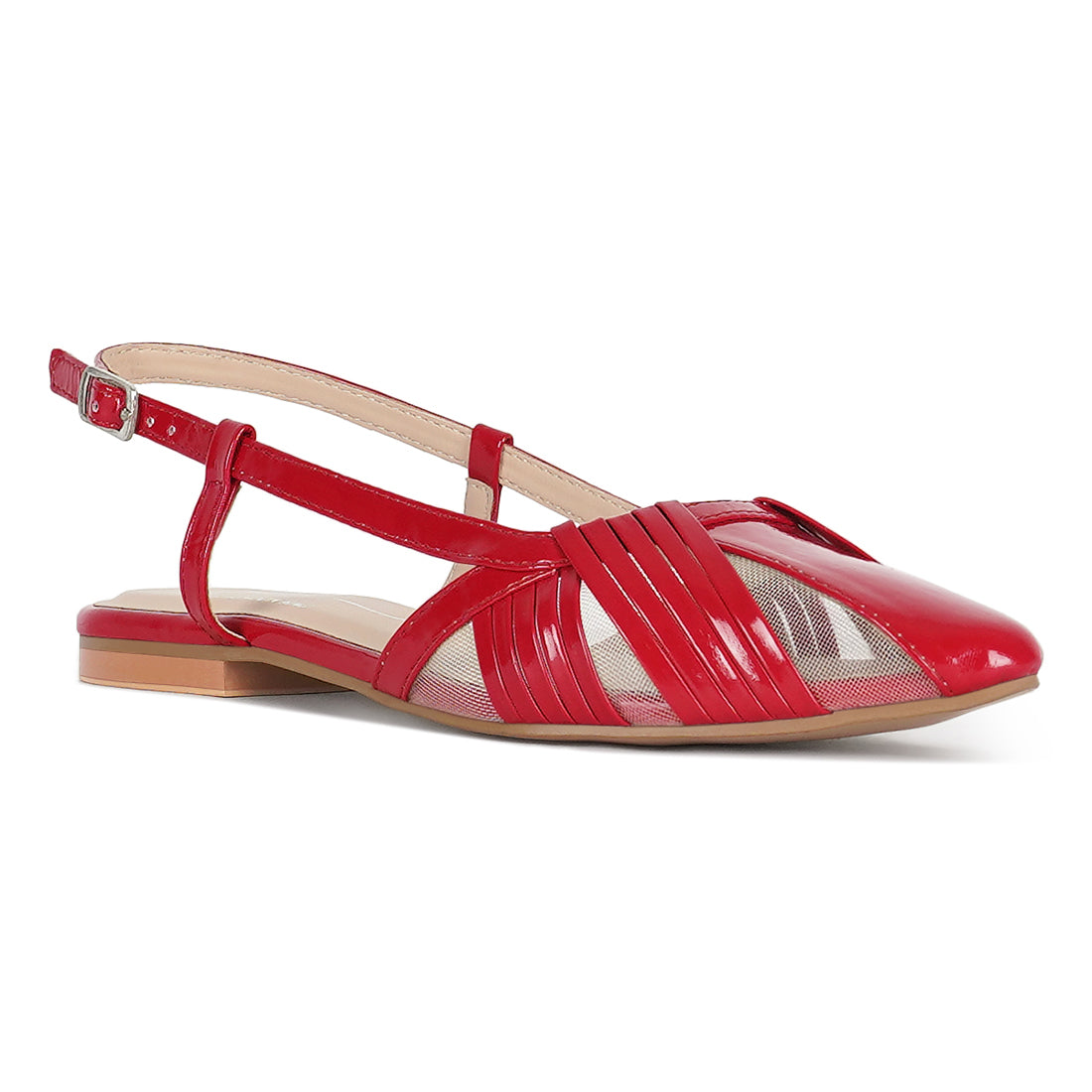 women flat heel slingback sandals#color_red