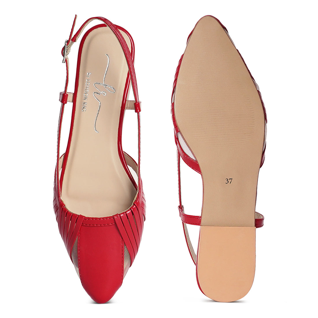 women flat heel slingback sandals#color_red