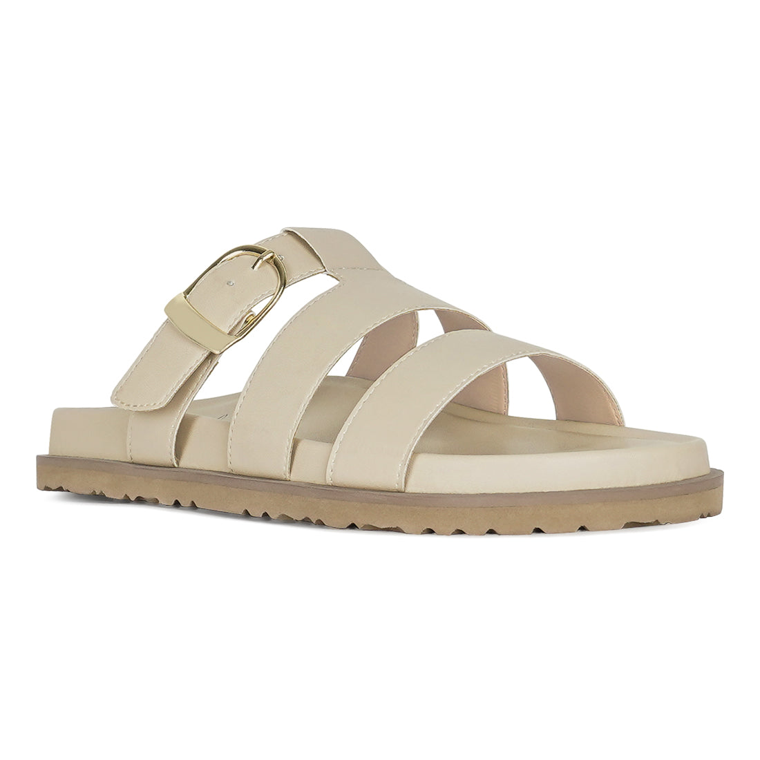 women strappy faux leather slip on flats#color_beige