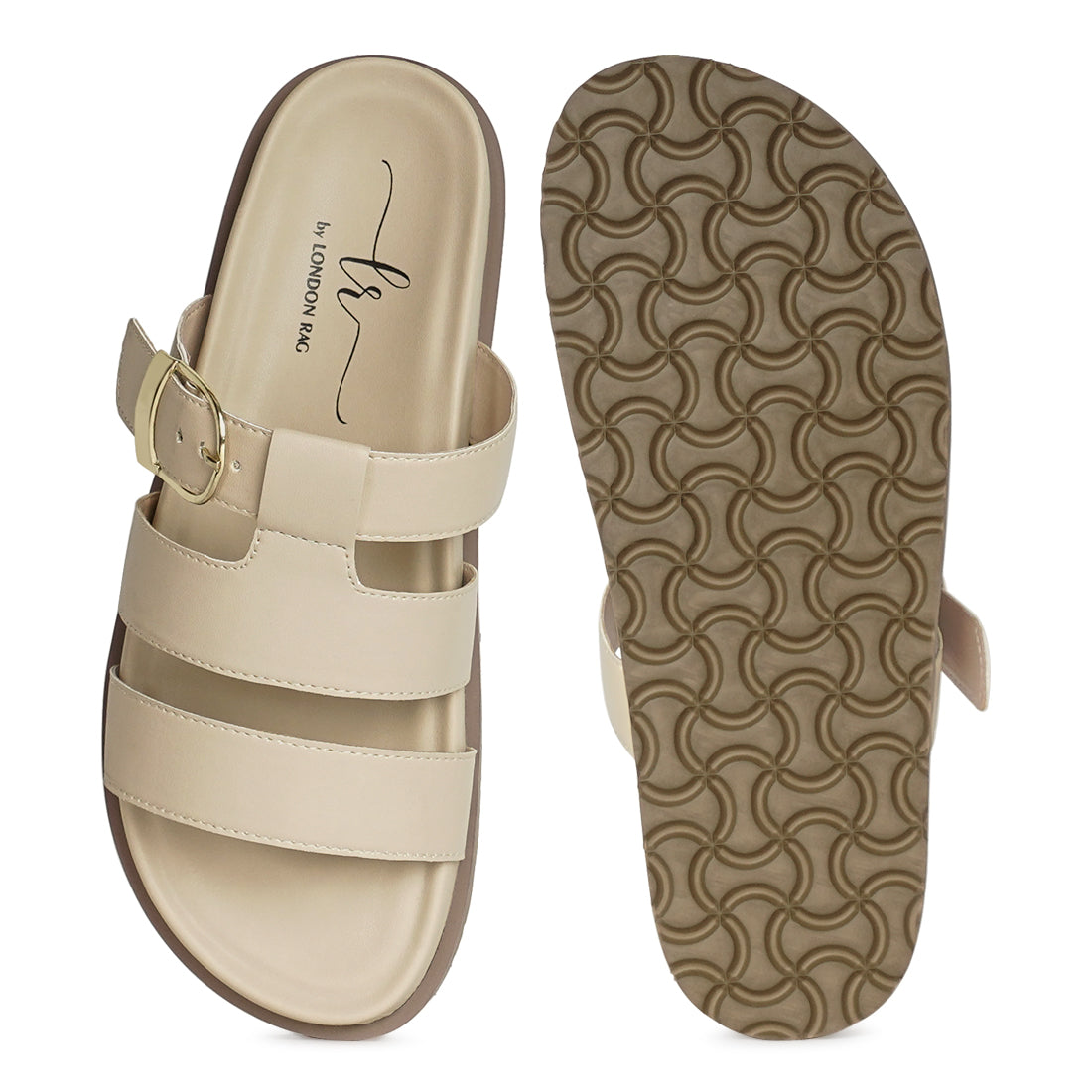 women strappy faux leather slip on flats#color_beige