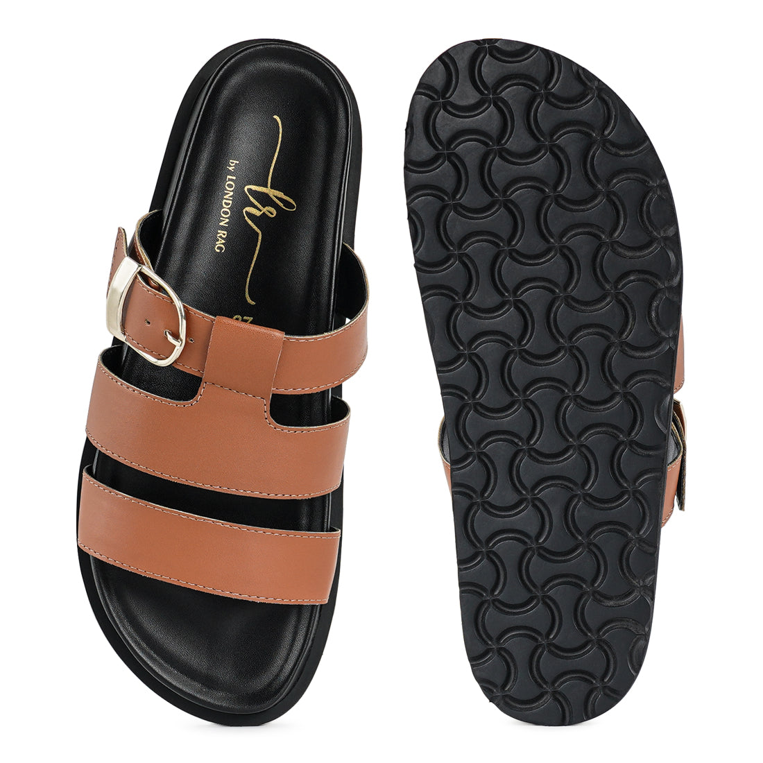 women strappy faux leather slip on flats#color_tan