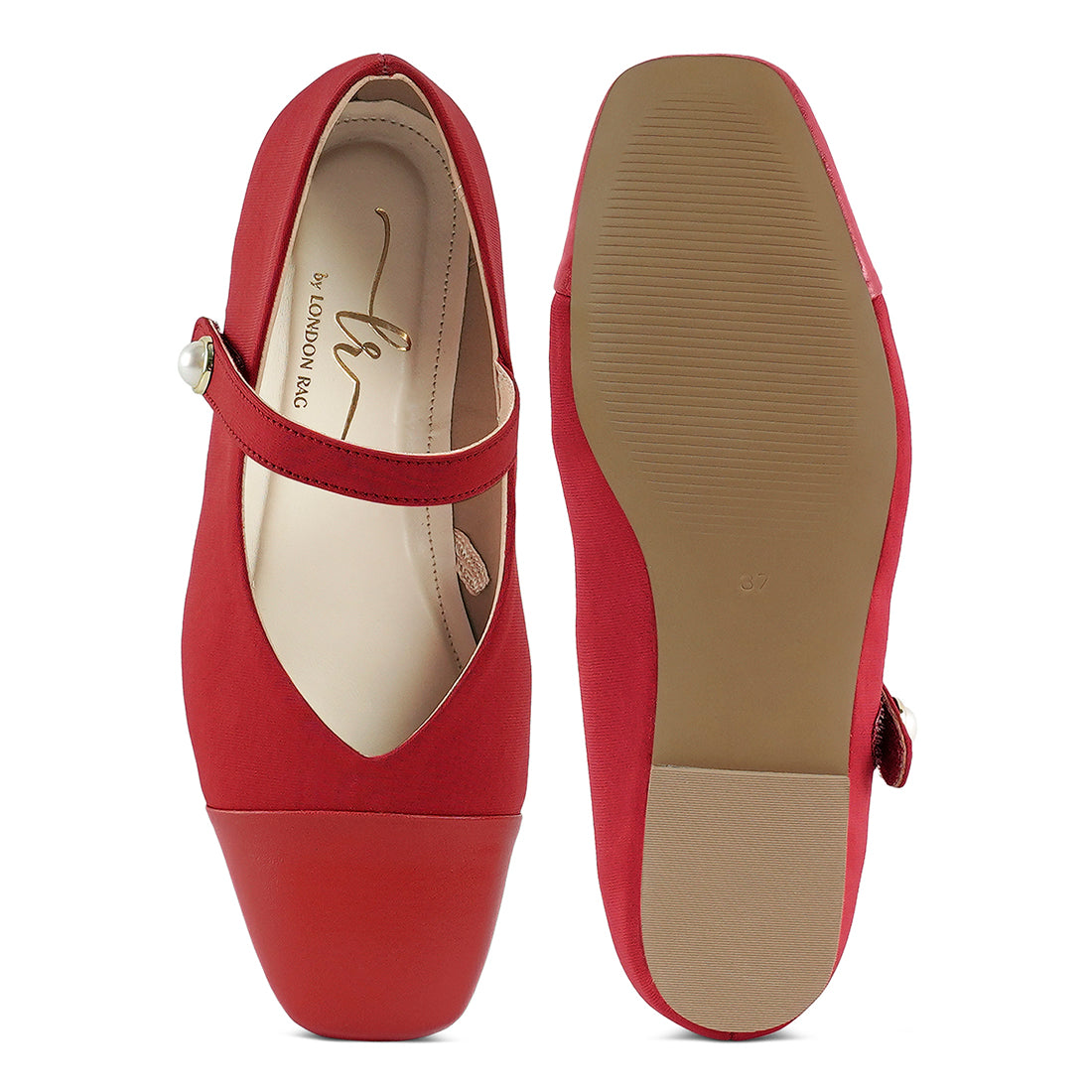 square toe mary jane ballerinas#color_red