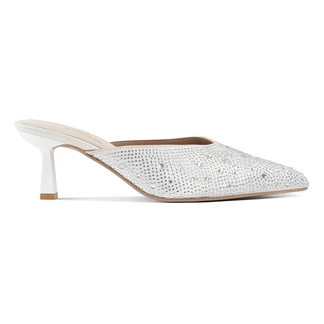 rhinestone embellished party mules#color_white