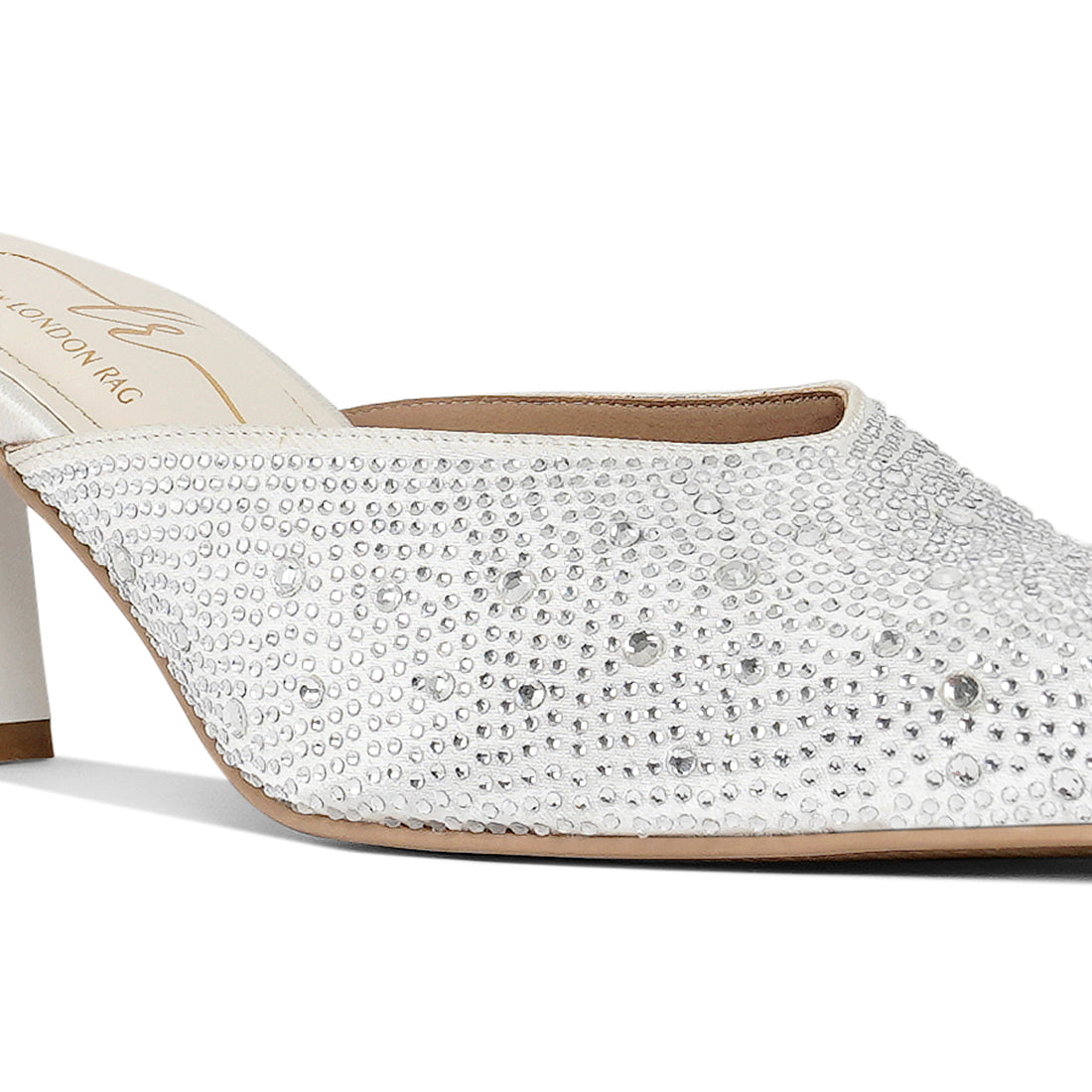 rhinestone embellished party mules#color_white