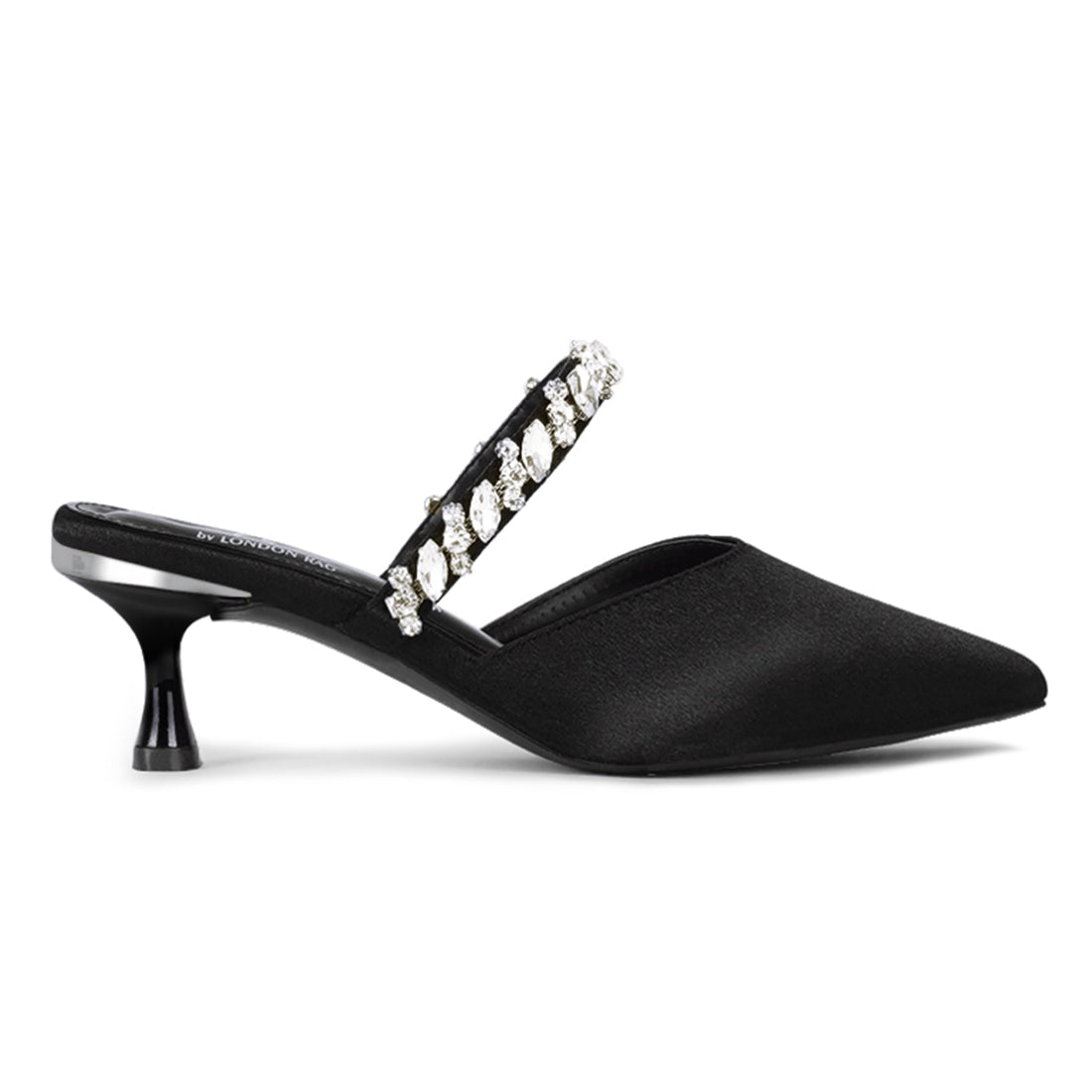 london rag women diamante embellished strap mules#color_black