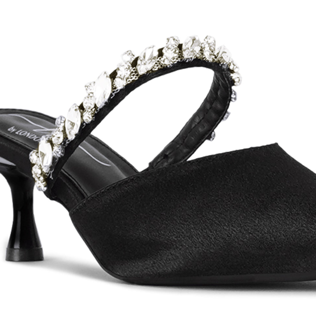 london rag women diamante embellished strap mules#color_black