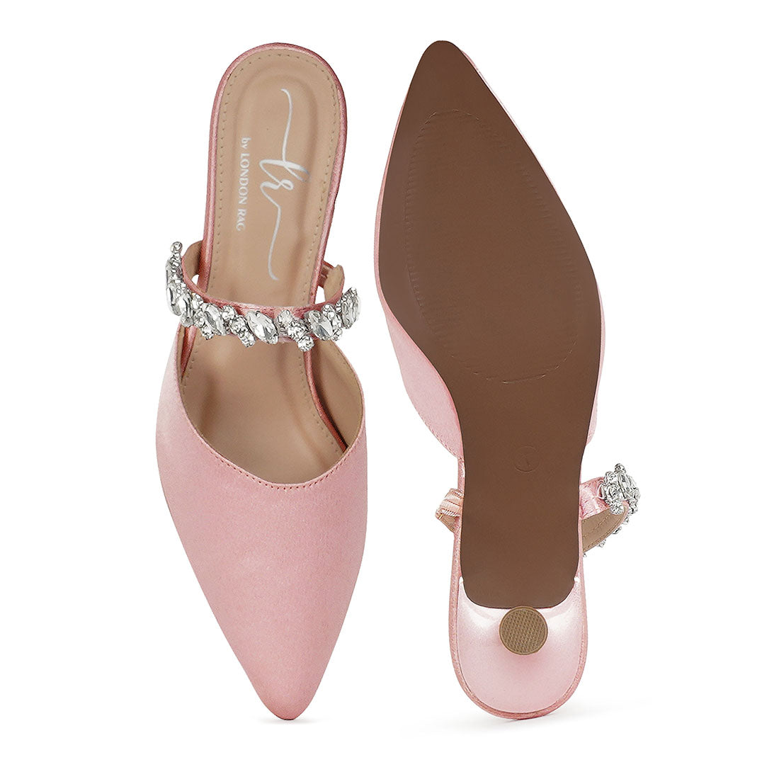 london rag women diamante embellished strap mules#color_blush