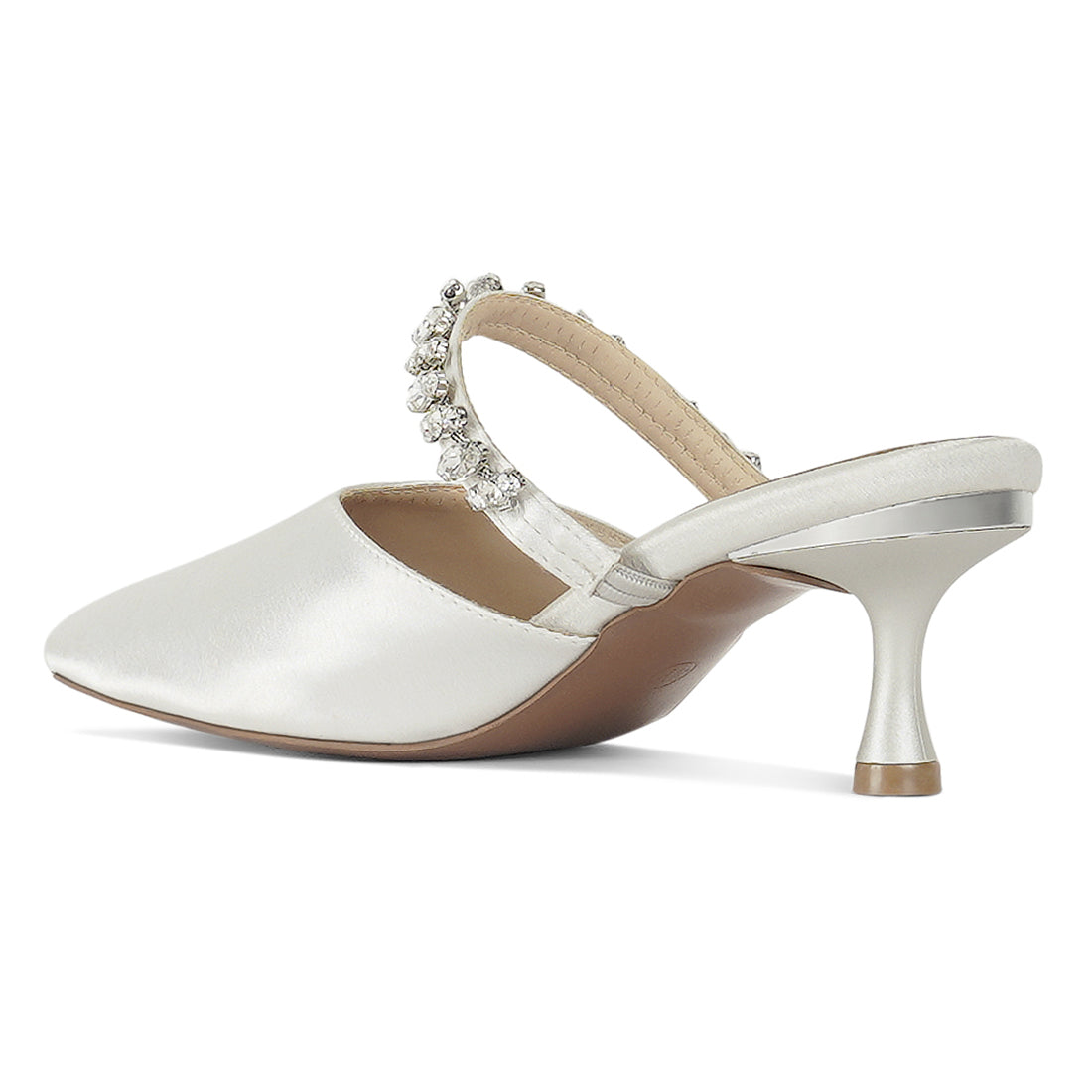 london rag women diamante embellished strap mules#color_white
