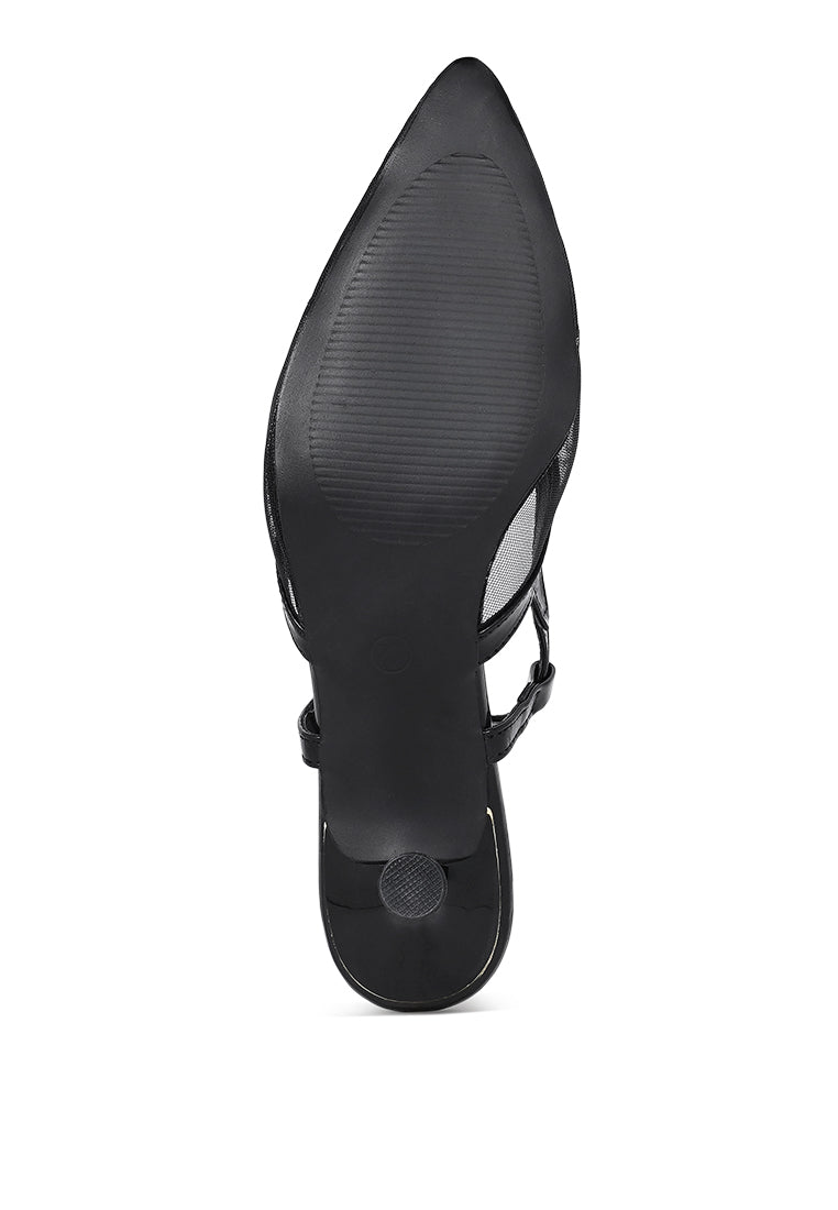 Women Pointy Toe Kitten Heel Slingbacks