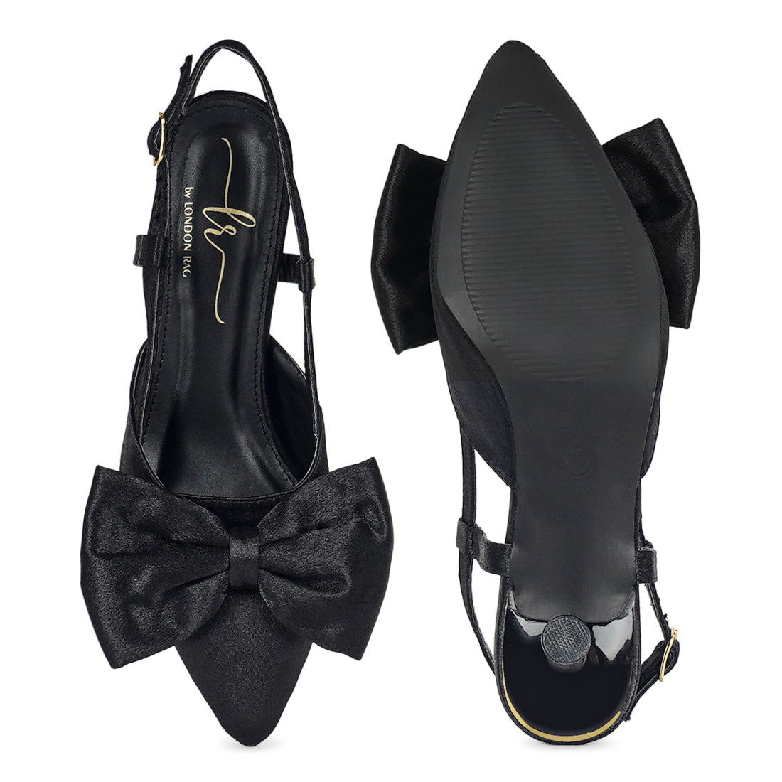 london rag women bow detail slingback sandals#color_black