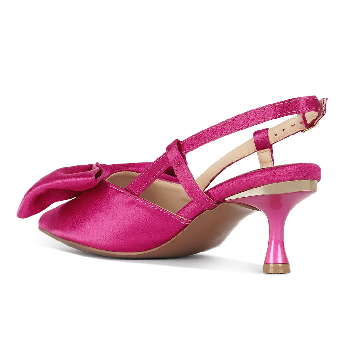 london rag women bow detail slingback sandals#color_fuchsia