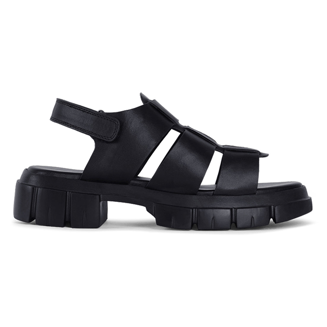 women faux leather strappy sandals#color_black