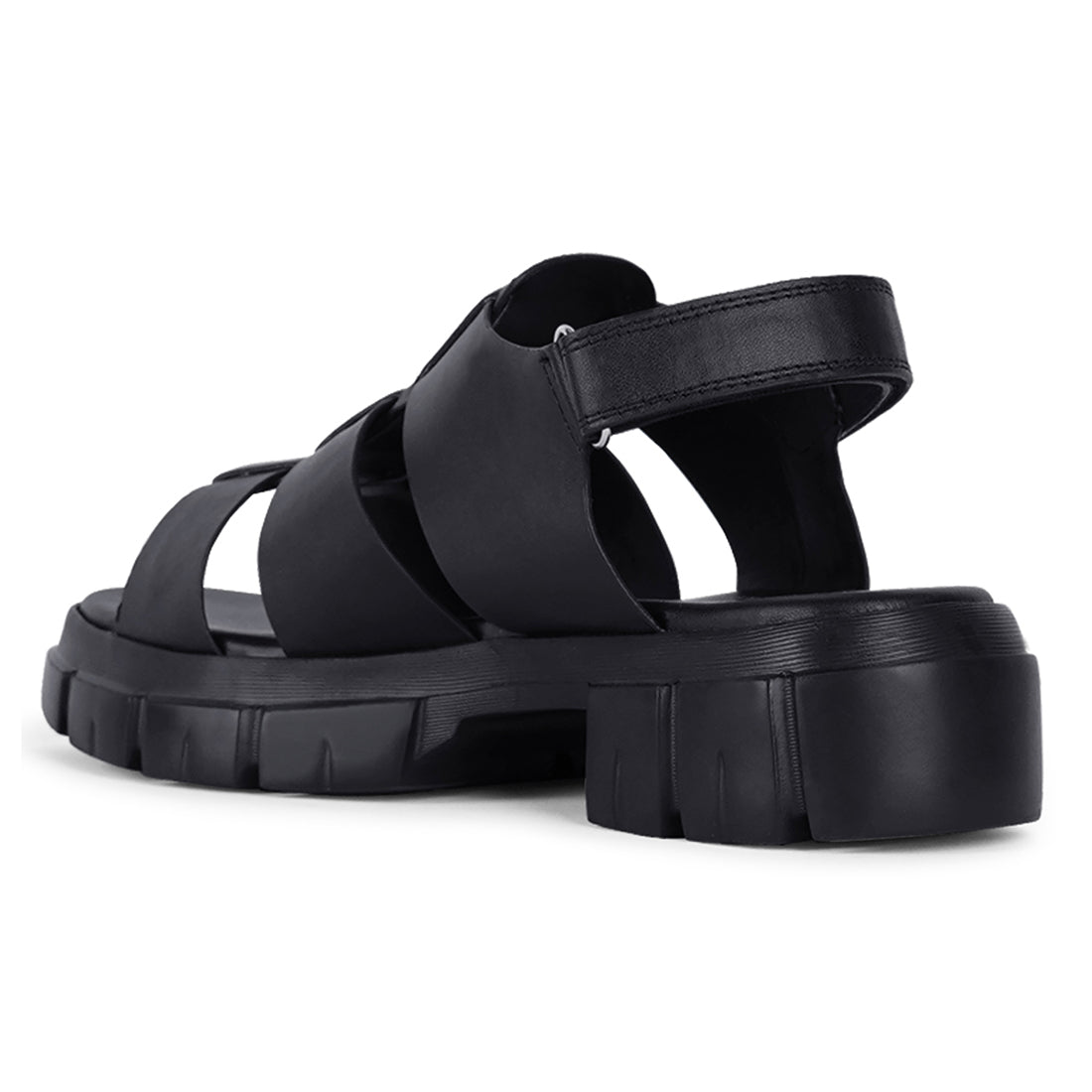 women faux leather strappy sandals#color_black