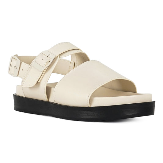 women pin buckle flatform sandals#color_beige