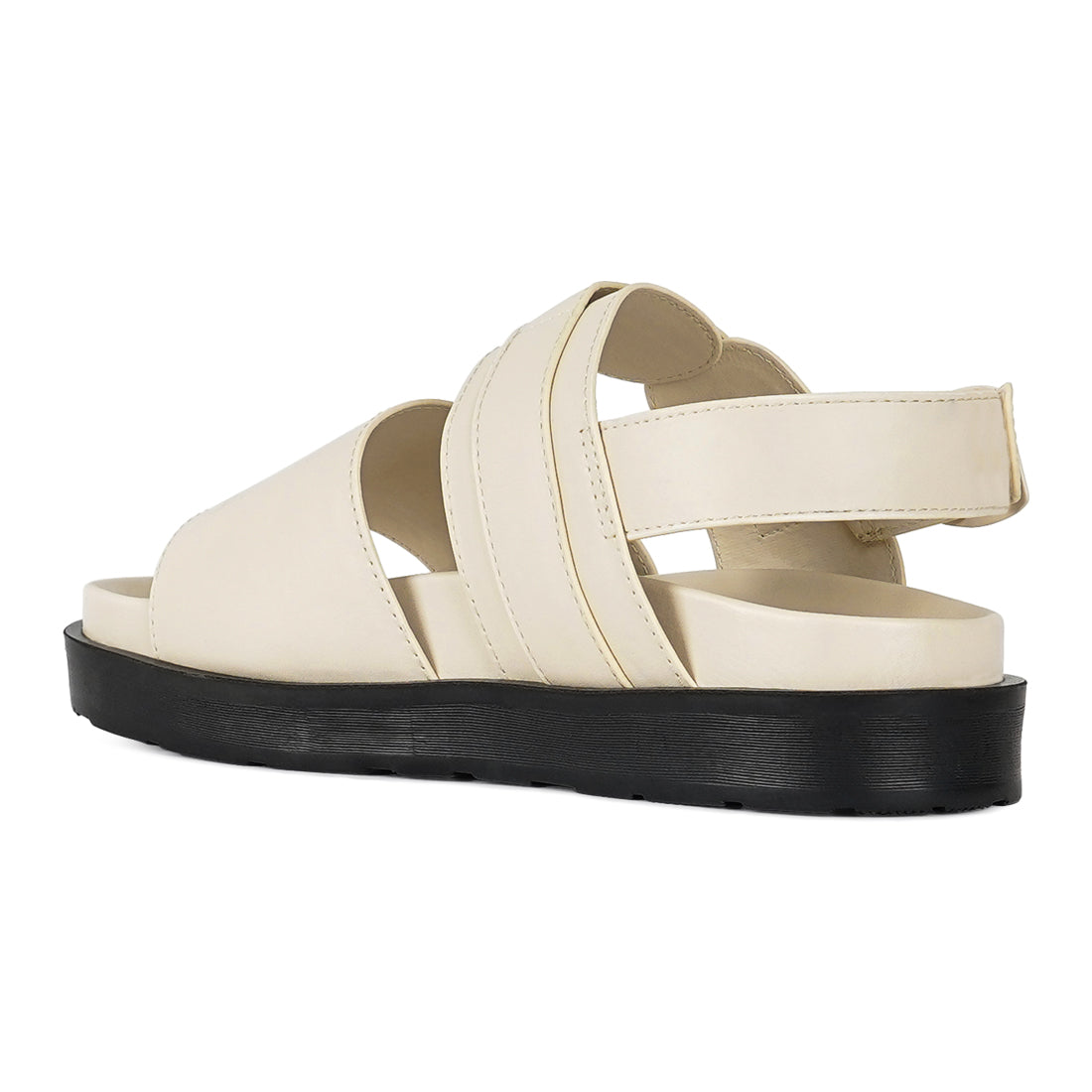 women pin buckle flatform sandals#color_beige