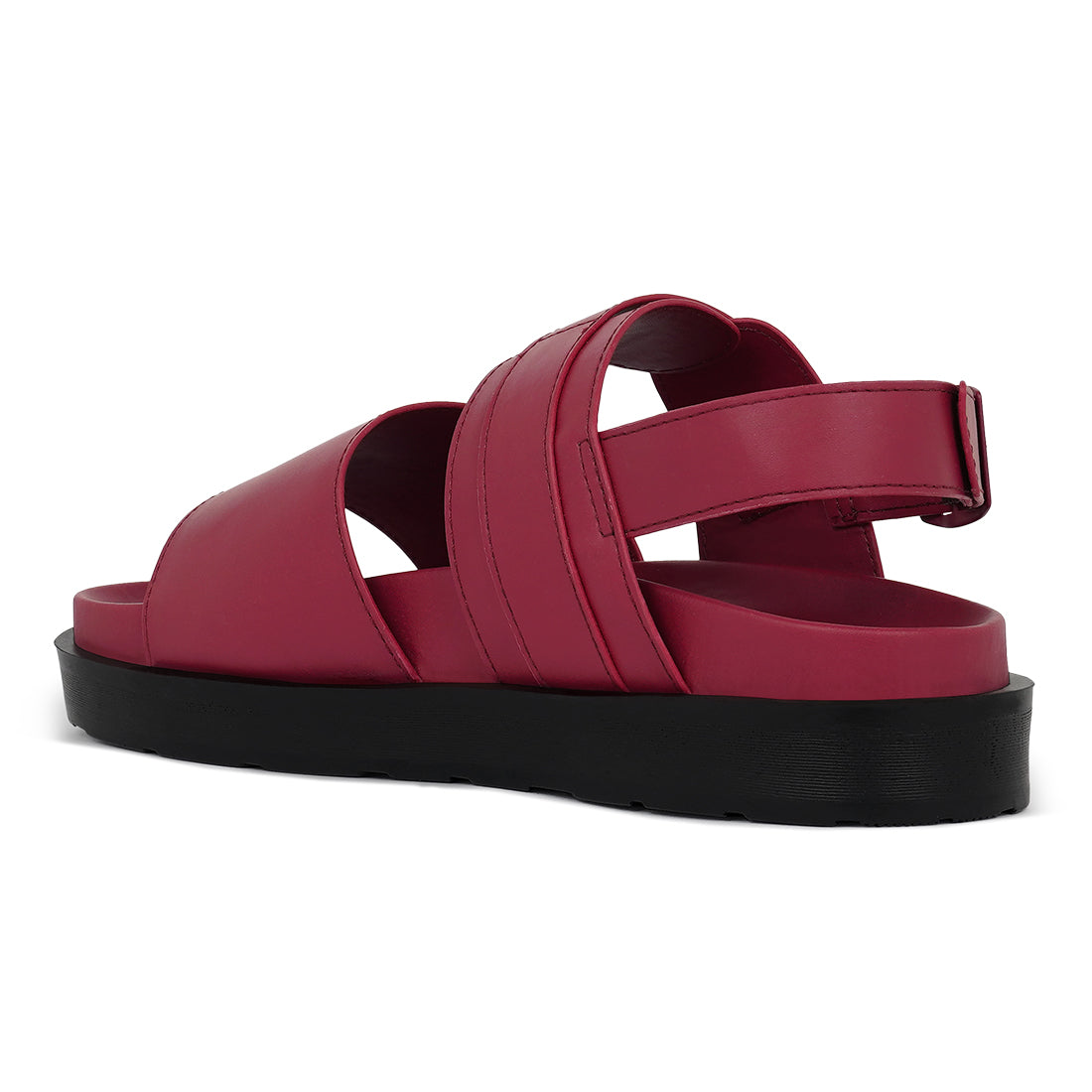 women pin buckle flatform sandals#color_burgundy