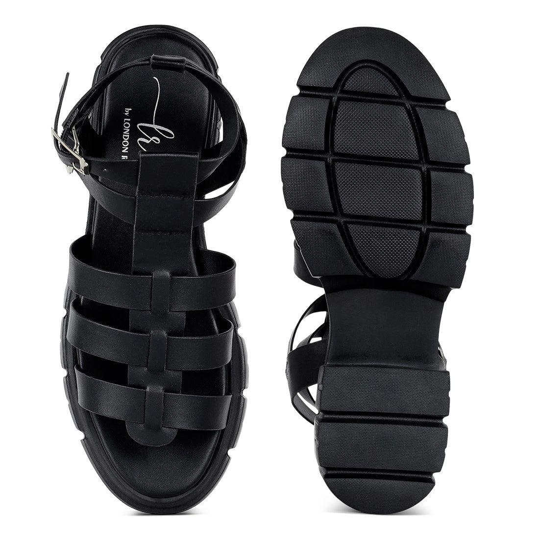 women faux leather gladiator sandals#color_black