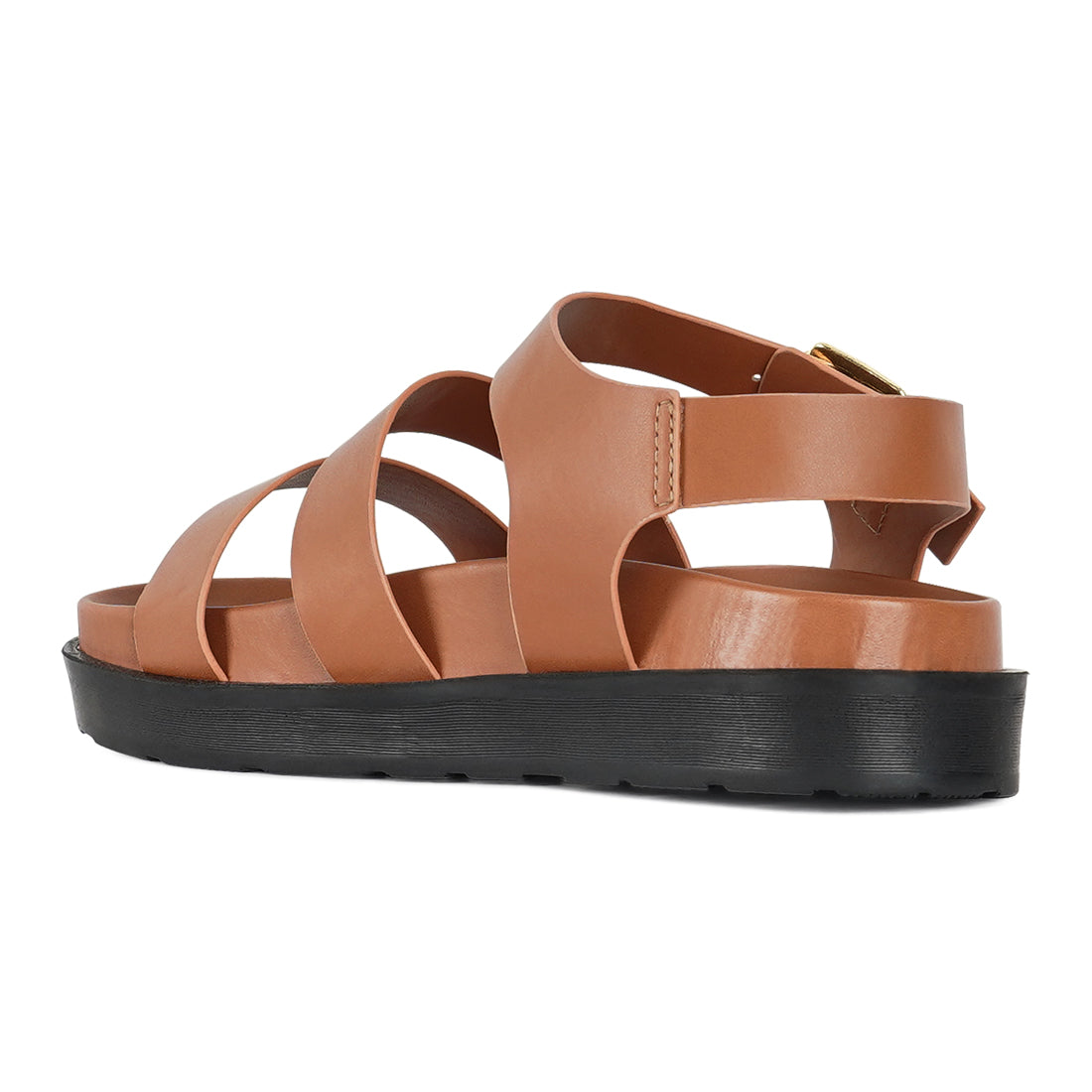 women stylish strappy flatform sandals#color_tan