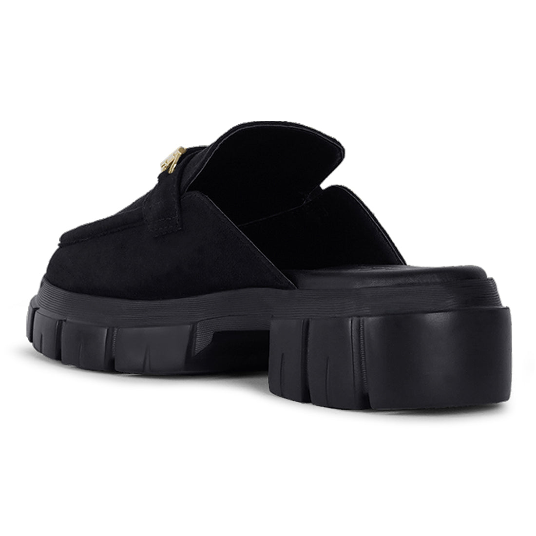 women microfiber penny strap mules#color_black