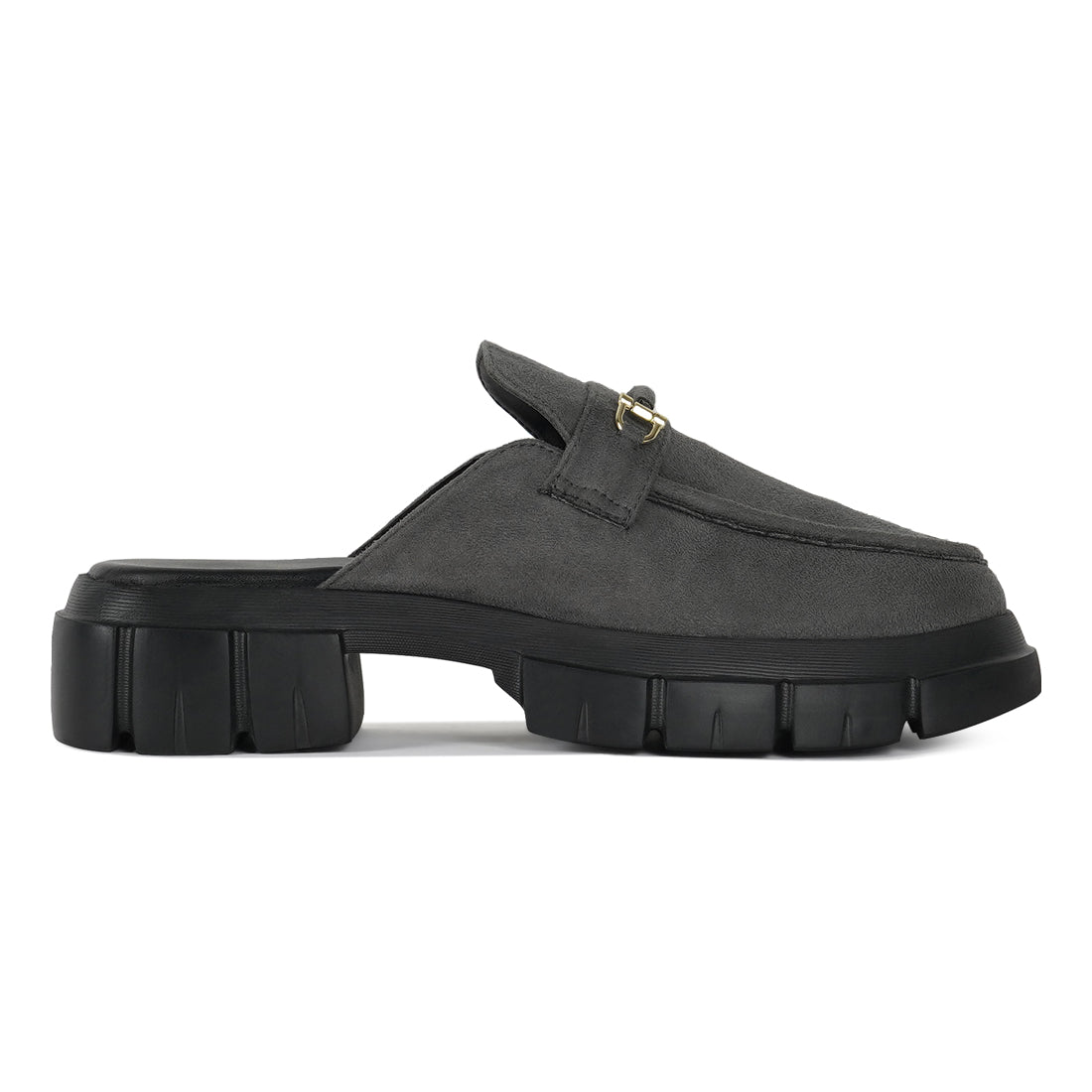 women microfiber penny strap mules#color_grey