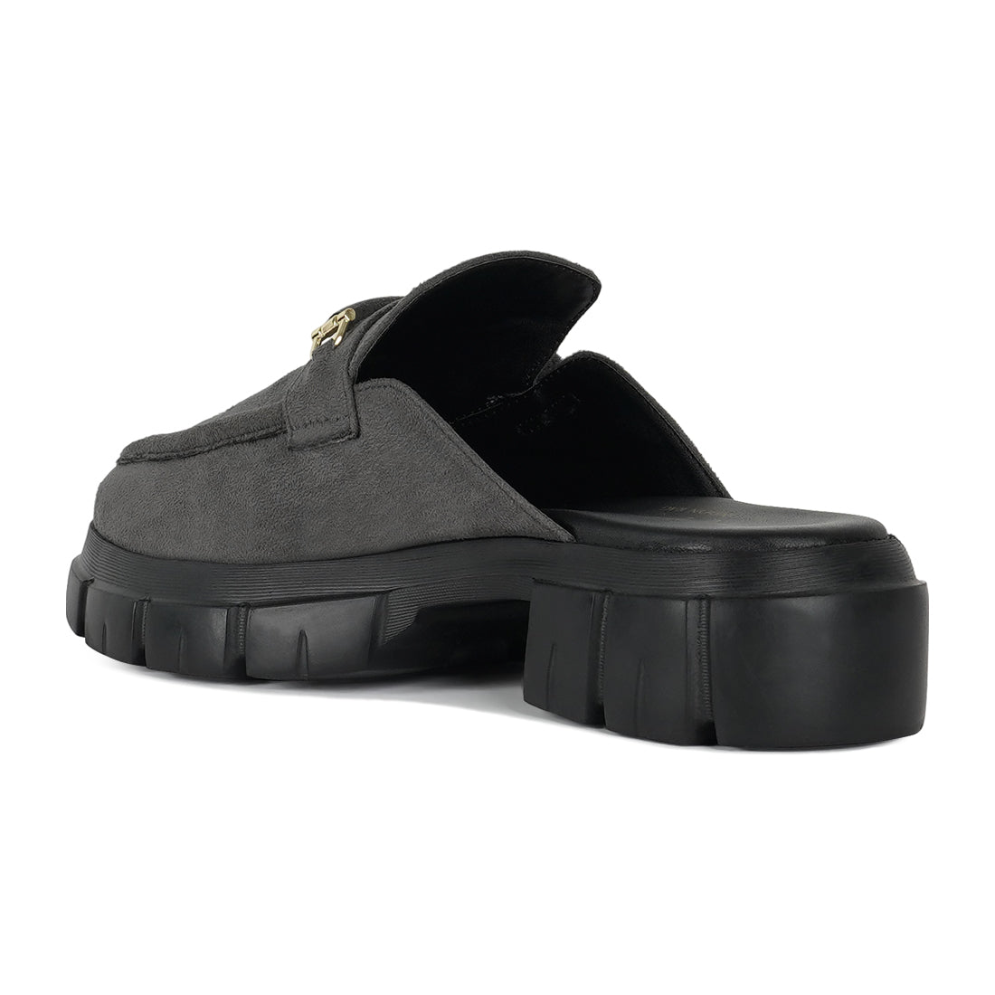 women microfiber penny strap mules#color_grey