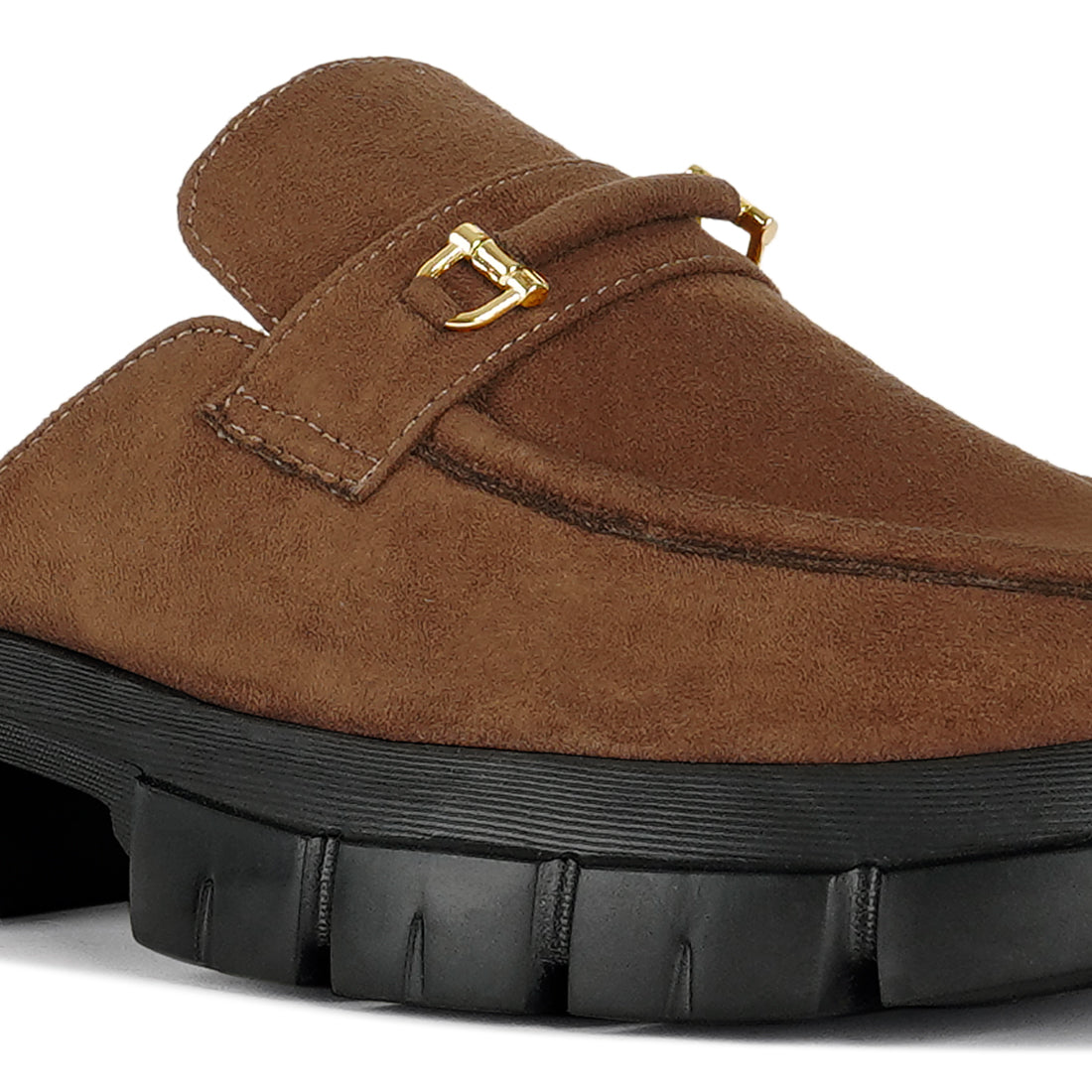 women microfiber penny strap mules#color_tan