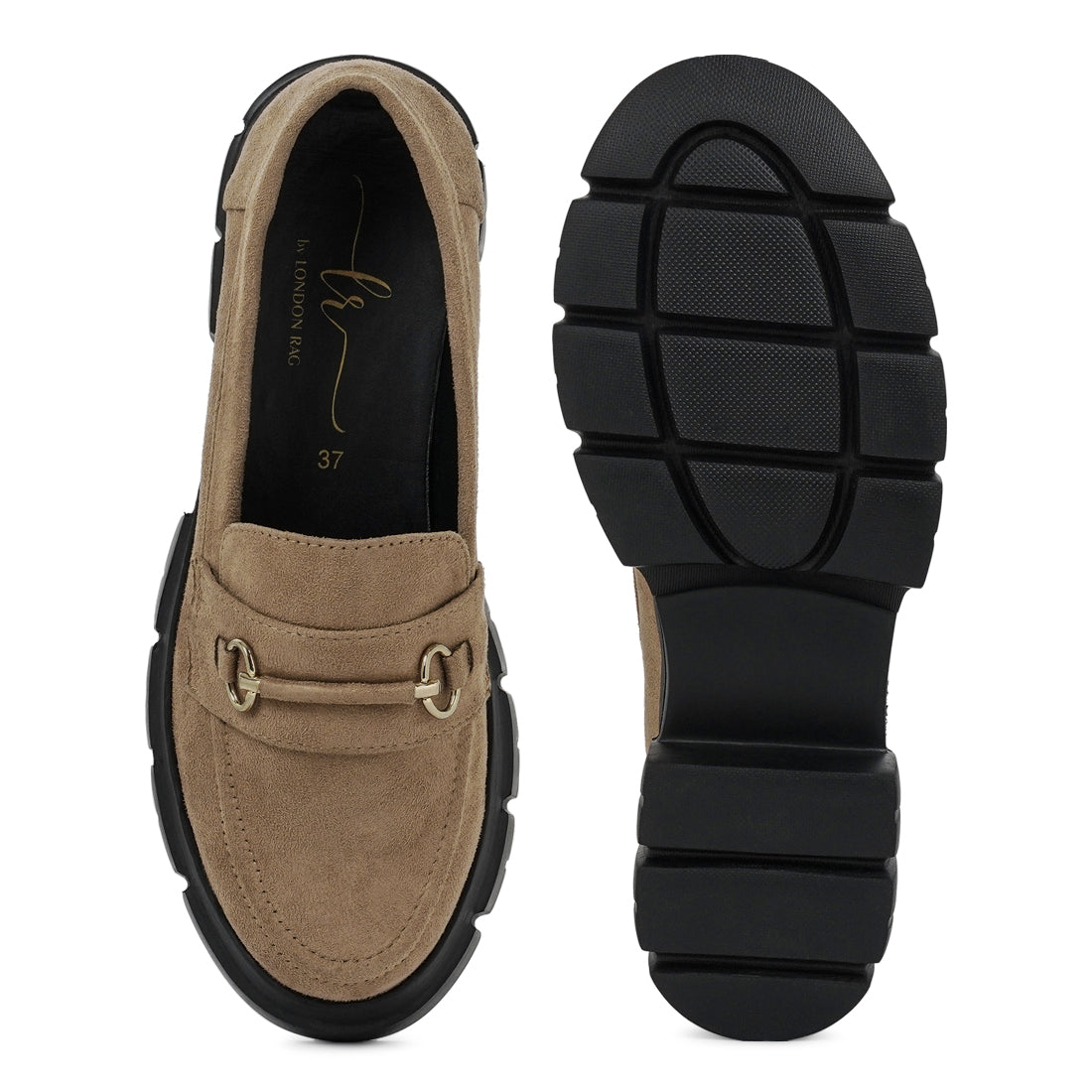 women soft microfiber chunky loafers#color_beige