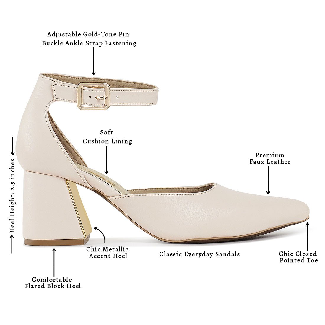 london rag women pointy-toe flared block heels#color_beige