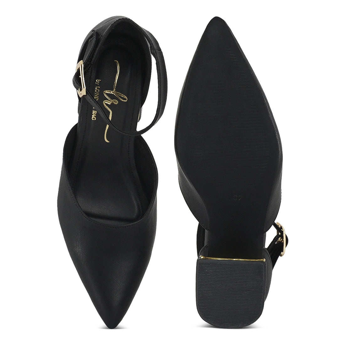 london rag women pointy-toe flared block heels#color_black