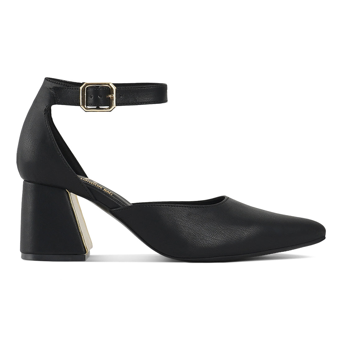 london rag women pointy-toe flared block heels#color_black