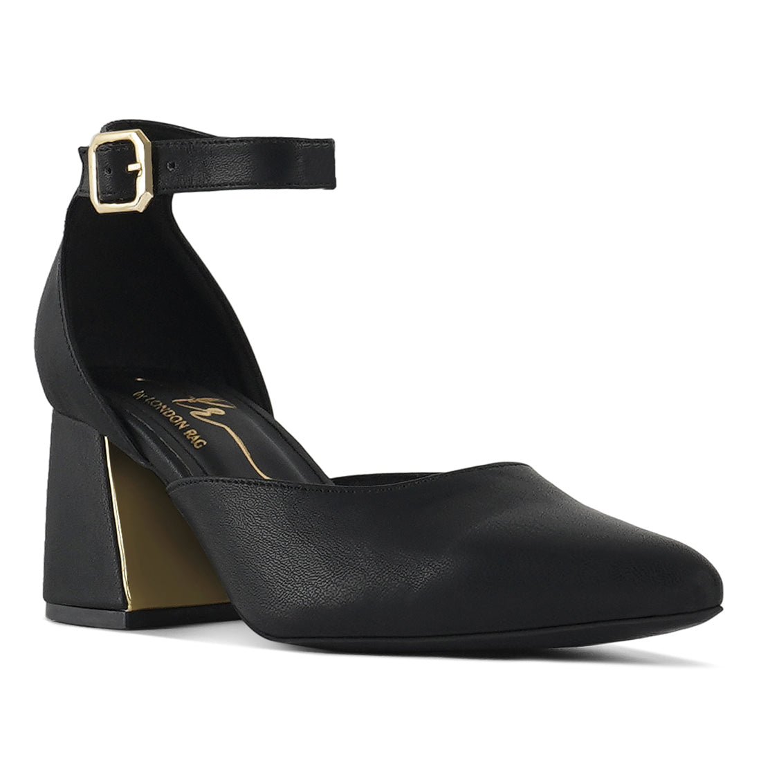 london rag women pointy-toe flared block heels#color_black