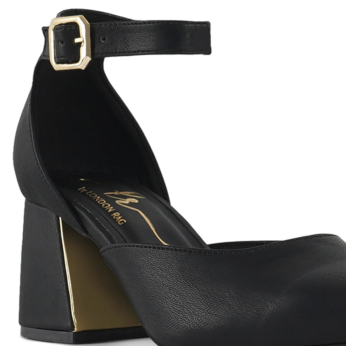 london rag women pointy-toe flared block heels#color_black