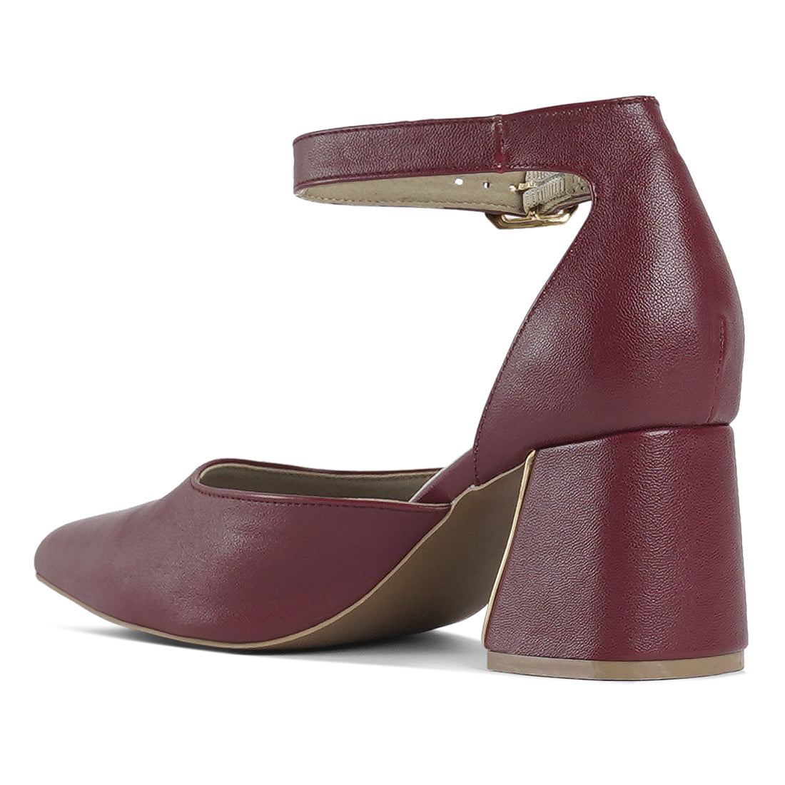 london rag women pointy-toe flared block heels#color_burgundy