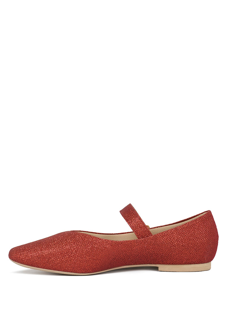 Women Pin Buckle Glitter Flat Ballerina