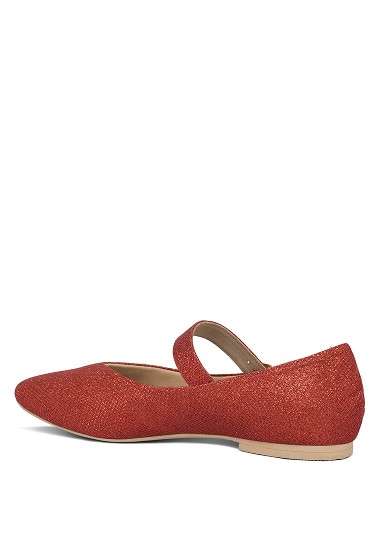 Women Pin Buckle Glitter Flat Ballerina